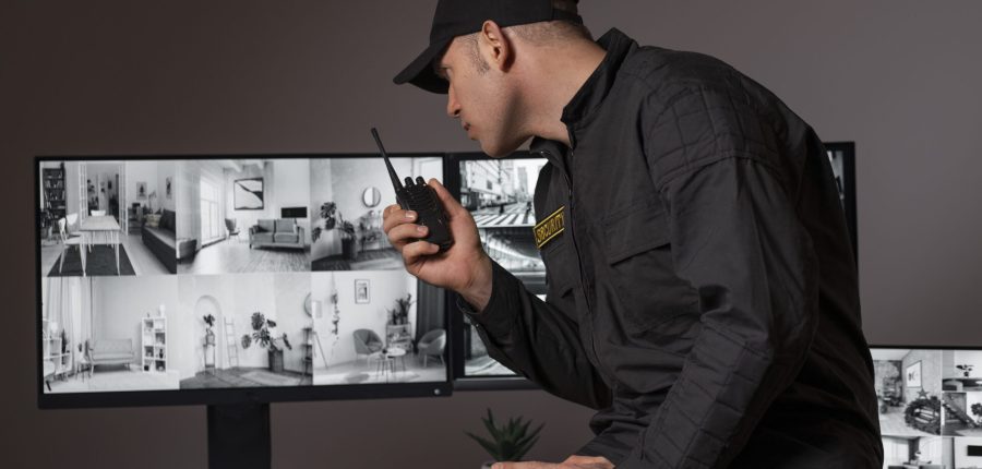 portrait-male-security-guard-with-radio-station-camera-screens